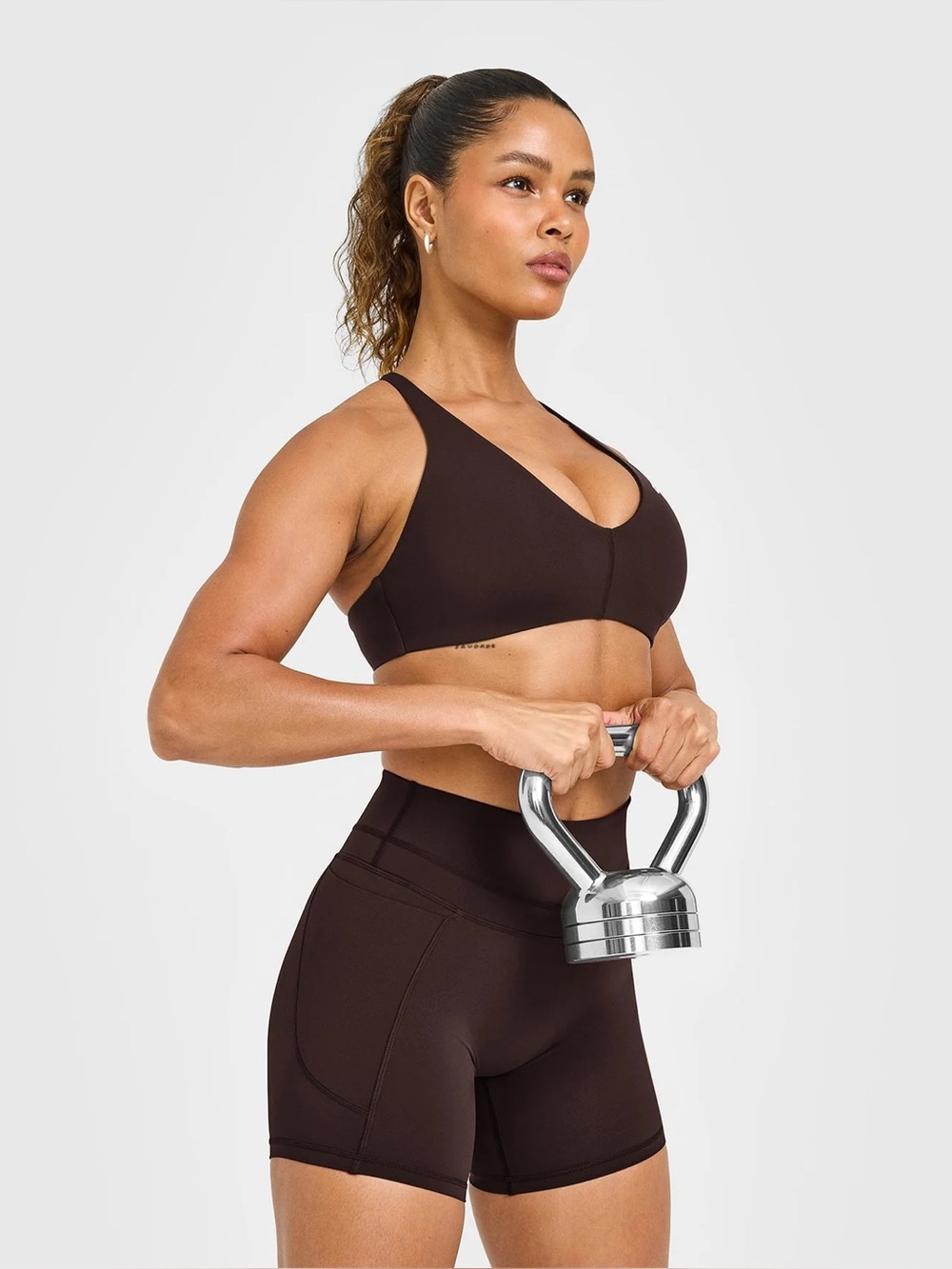 ONER ACTIVE UNIFIEDMOVE™ HIGH WAISTED POCKET SHORTS 6" IN 70% COCOA - Picture 9 of 9